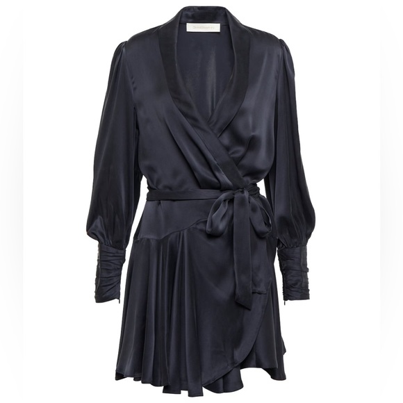 Zimmermann Dresses & Skirts - ZIMMERMANN 100% SILK WRAP MINI DRESS IN NAVY - BNWT!